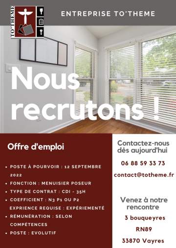 Recrutement dans la région de Libourne